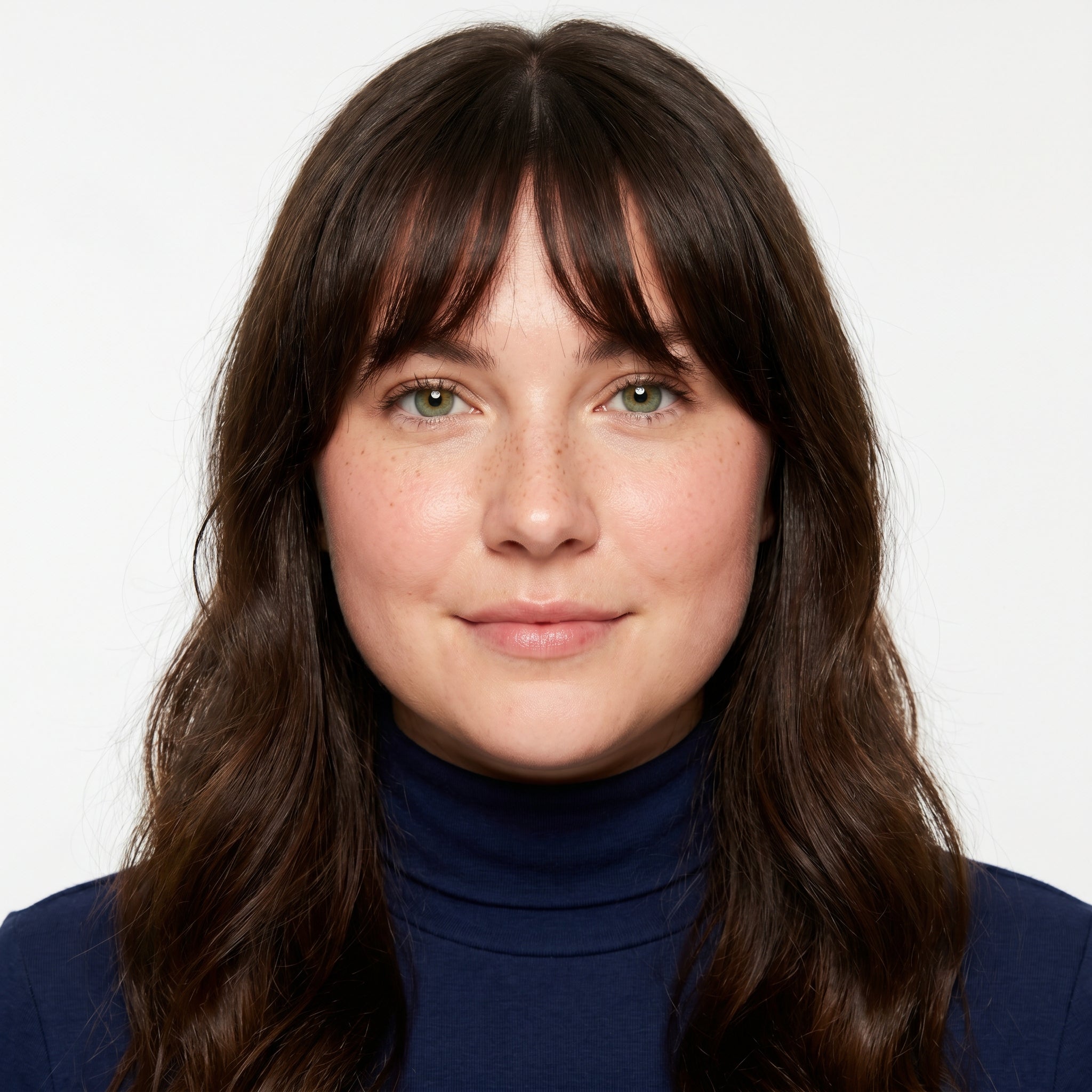 Clip-in curtain bangs in Dark Brown - front view