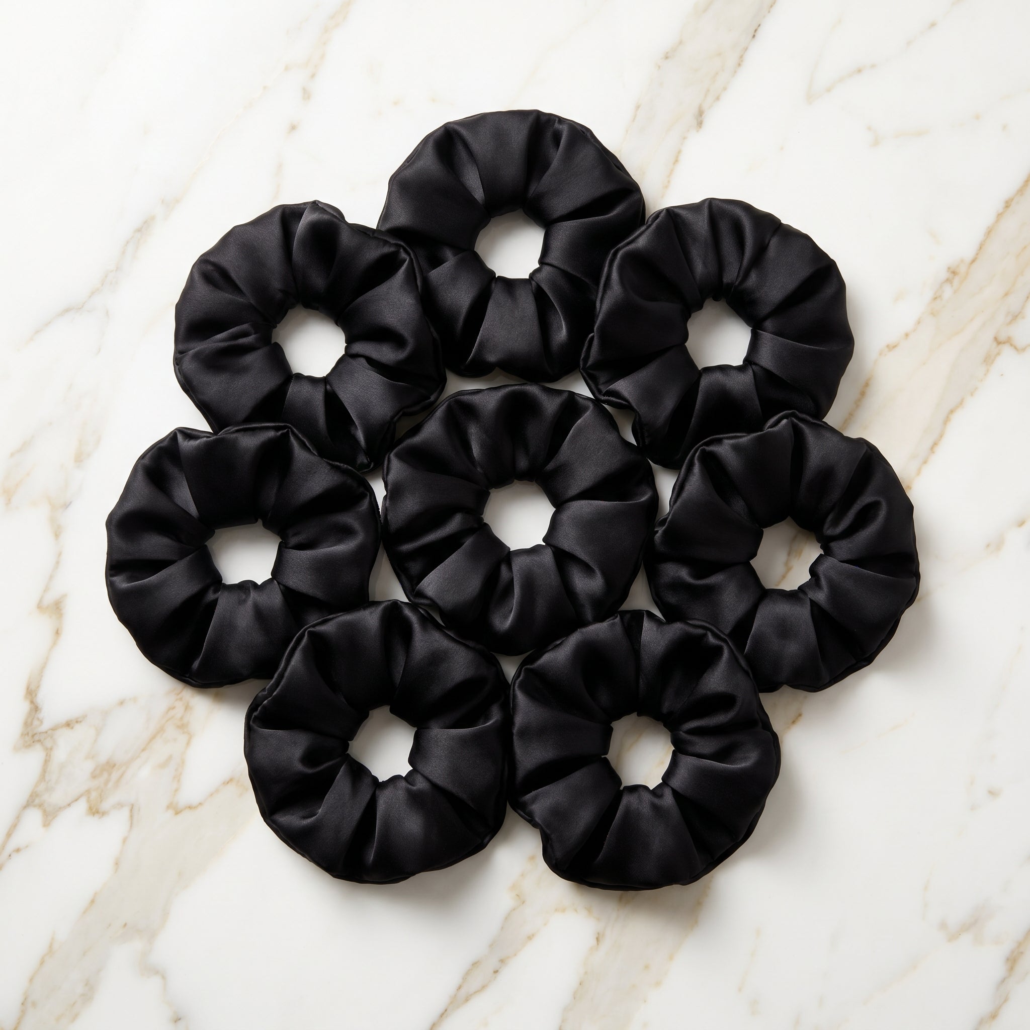 Burve Hair Premium Satin Scrunchie Set - Black
