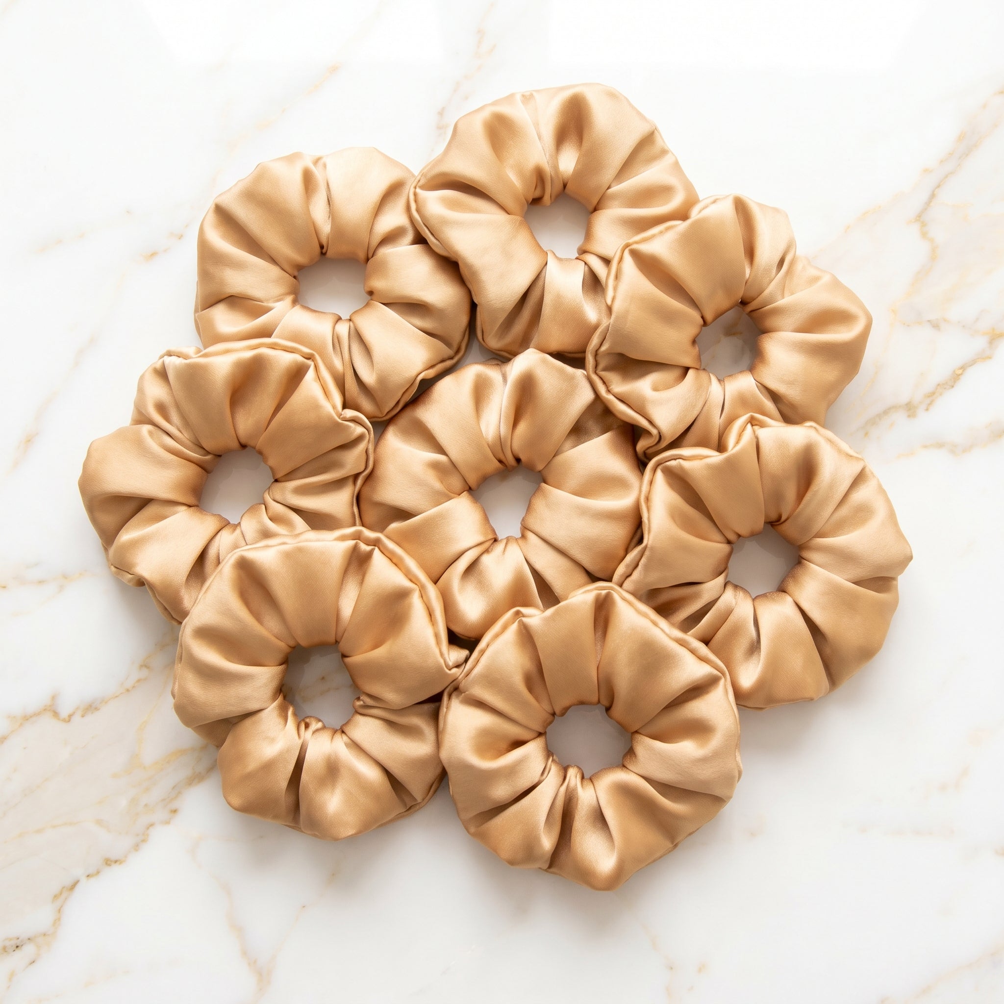 Burve Hair Premium Satin Scrunchie Set - Champagne Gold