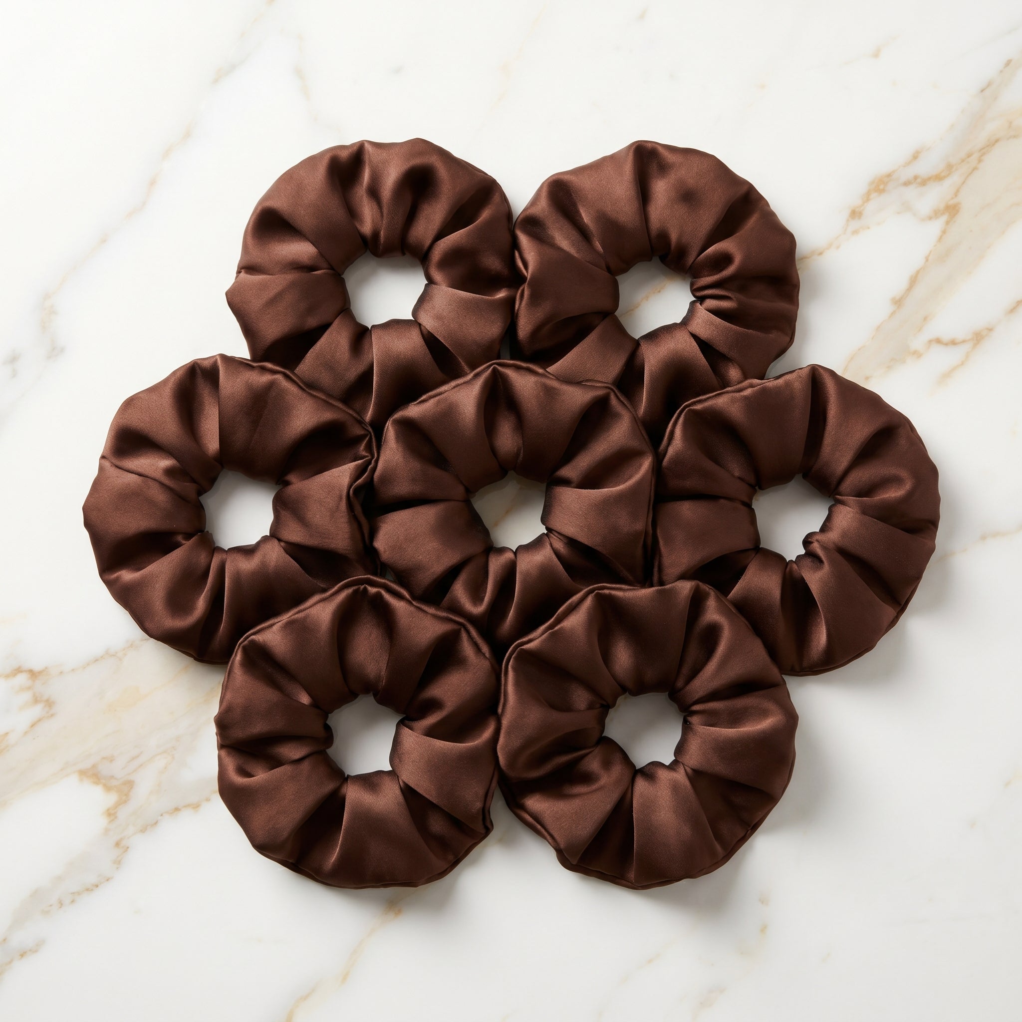 Burve Hair Premium Satin Scrunchie Set - Chocolate Brown