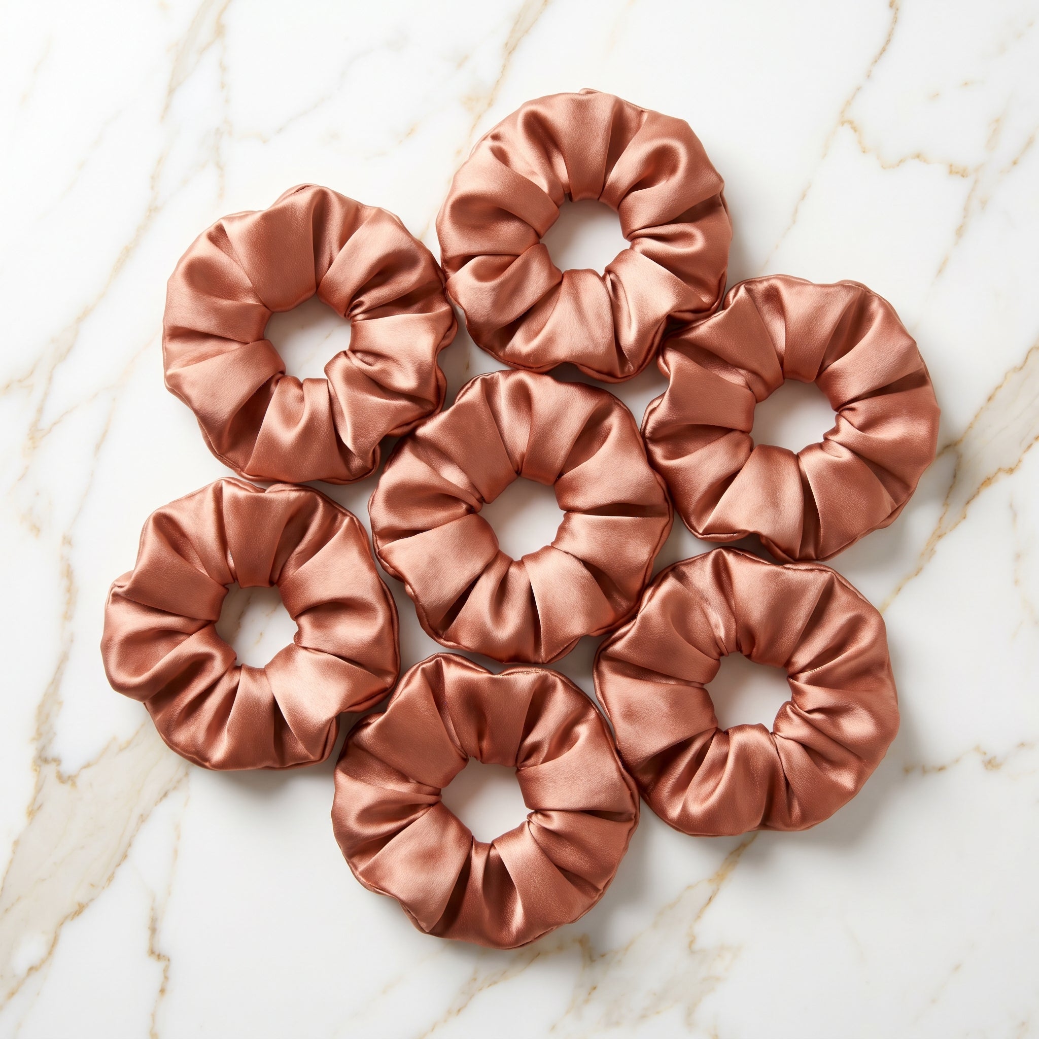 Burve Hair Premium Satin Scrunchie Set - Copper Rose