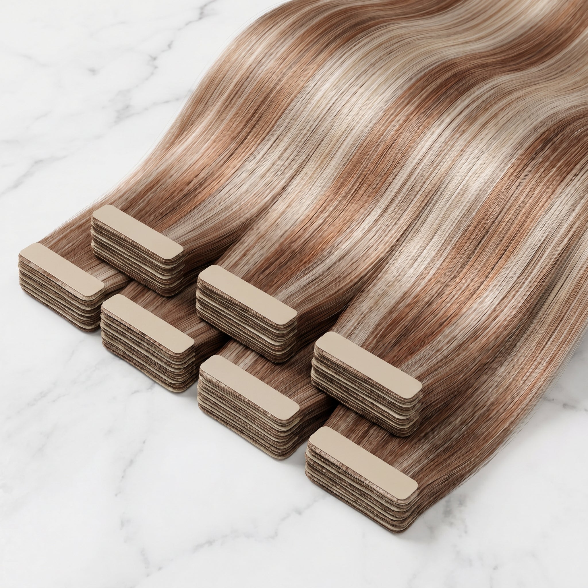 Tape-In Extensions — #M8/60 Brown Platinum Blend