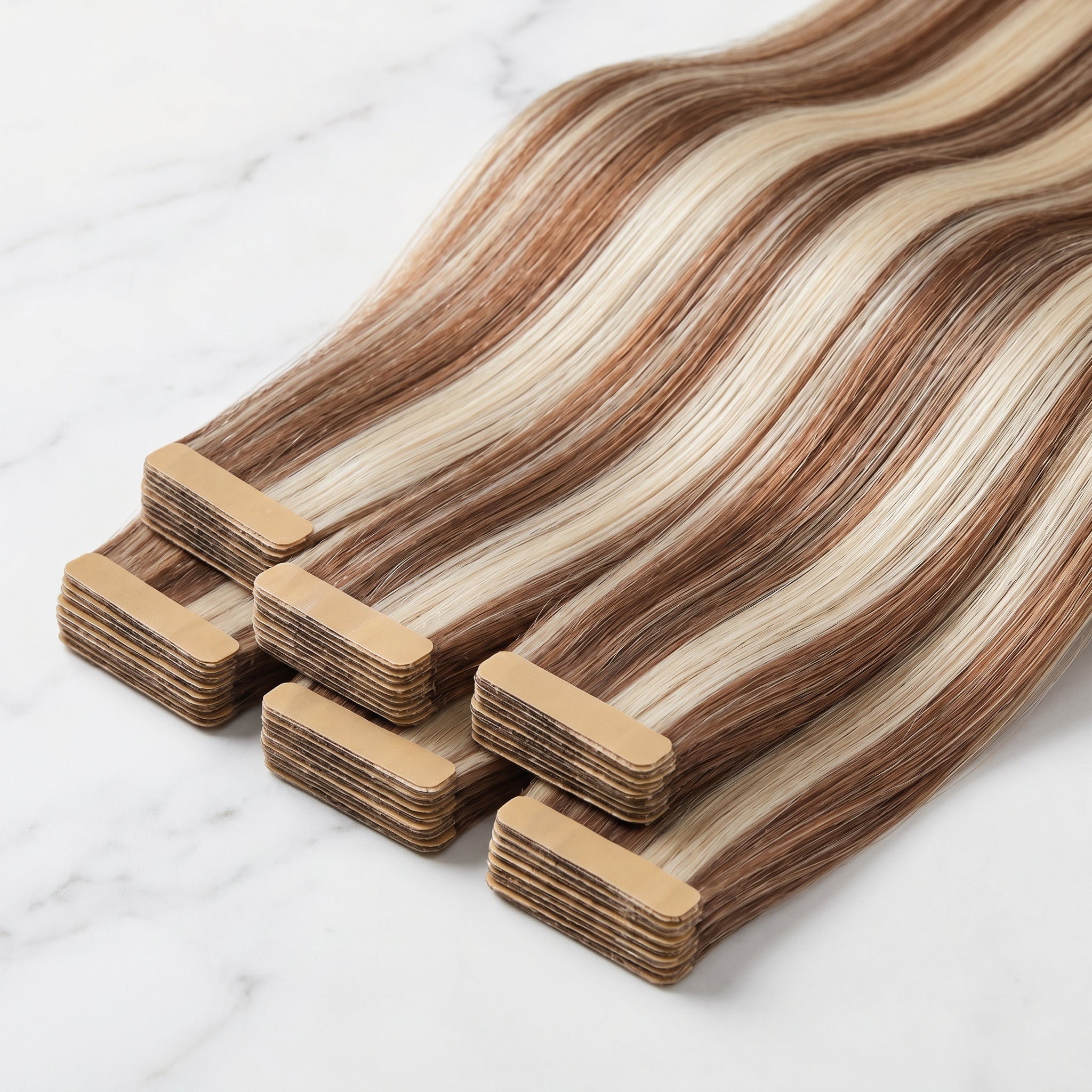 Tape-In Extensions — #P8/60 Ash Brown & Platinum