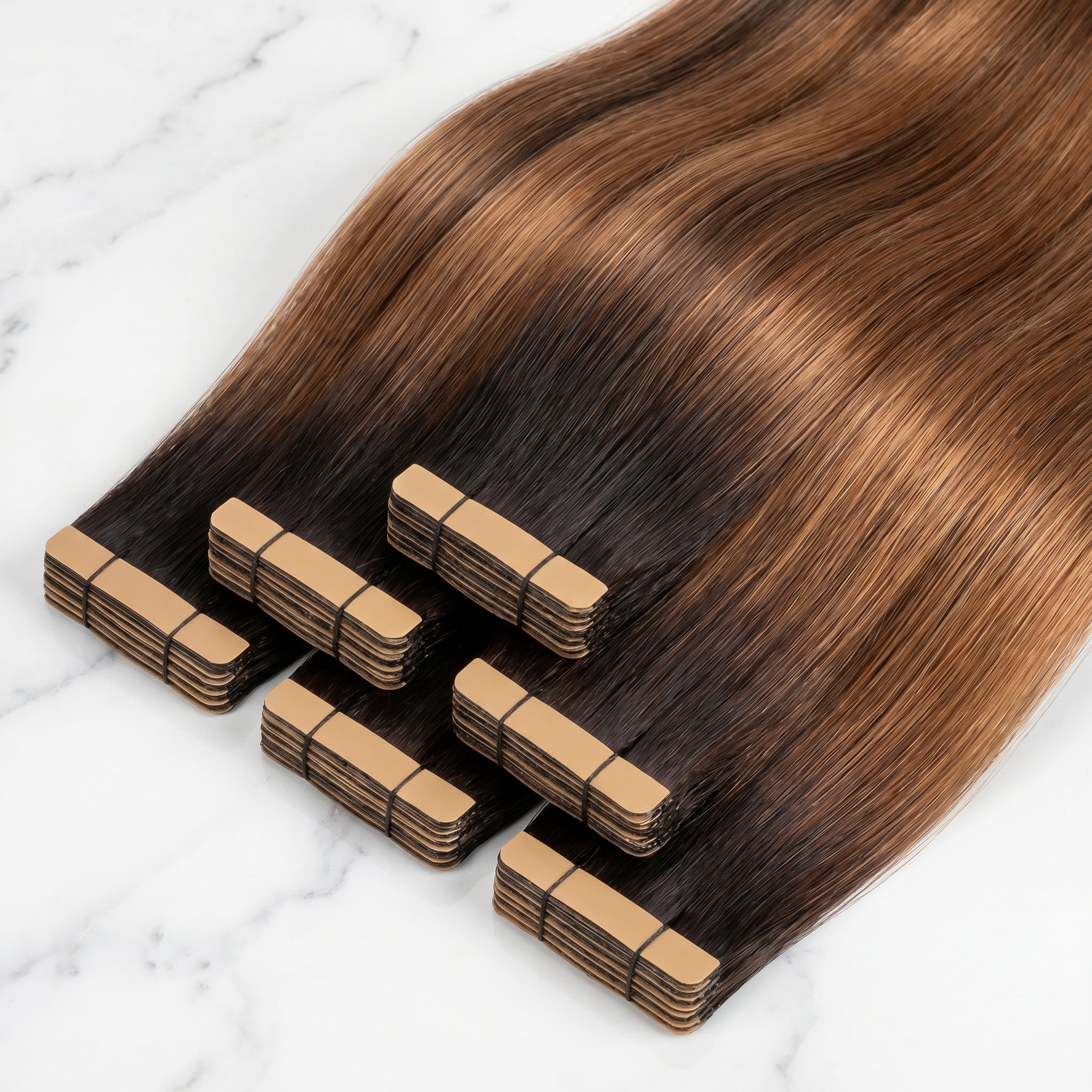 Tape-In Extensions — #T2-8 Dark Brown to Ash Brown
