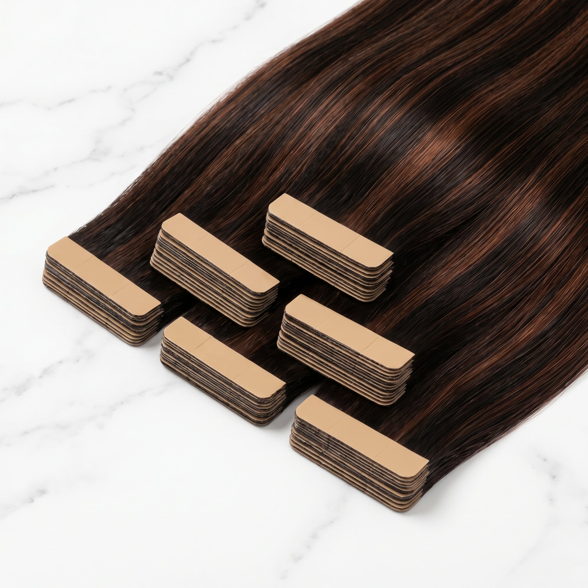 Tape-In Extensions — #T2-P2/6 Dark Brown to Chestnut