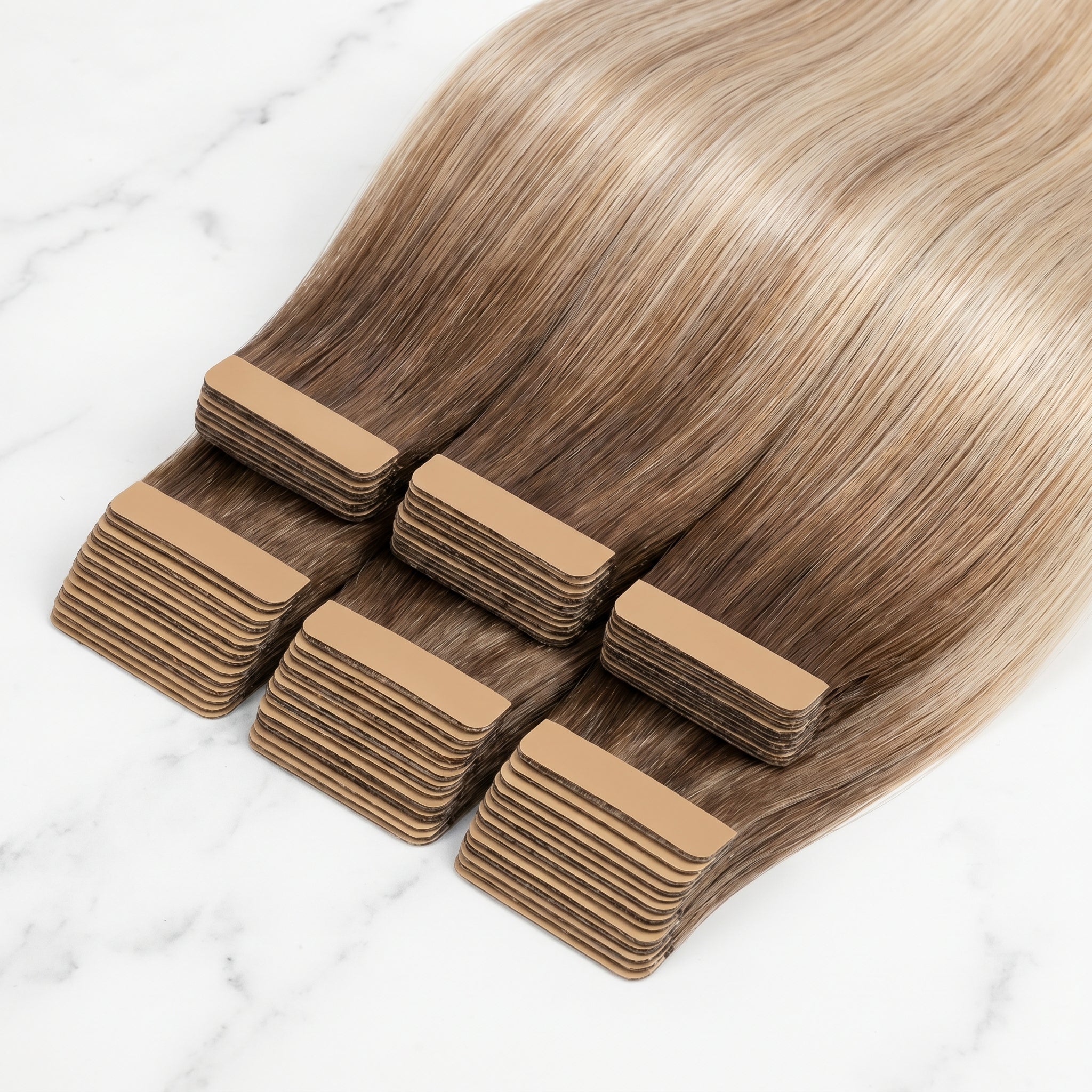 Tape-In Extensions — #T4-60 Chocolate to Platinum