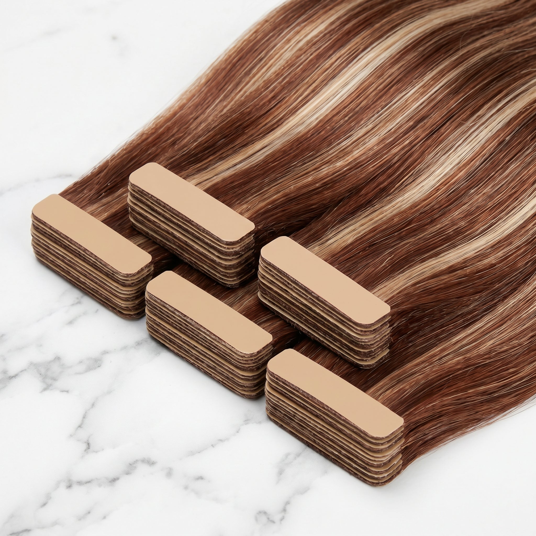Tape-In Extensions — #T4-P8/60 Chocolate to Brown Platinum